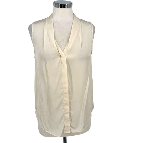 Quince Sleeveless Silk Blouse Stretch Ivory Cream Size Medium - Picture 1 of 10